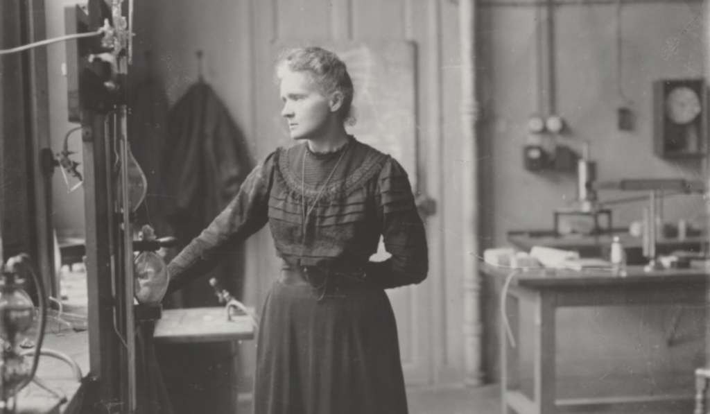 Marie curie in her office