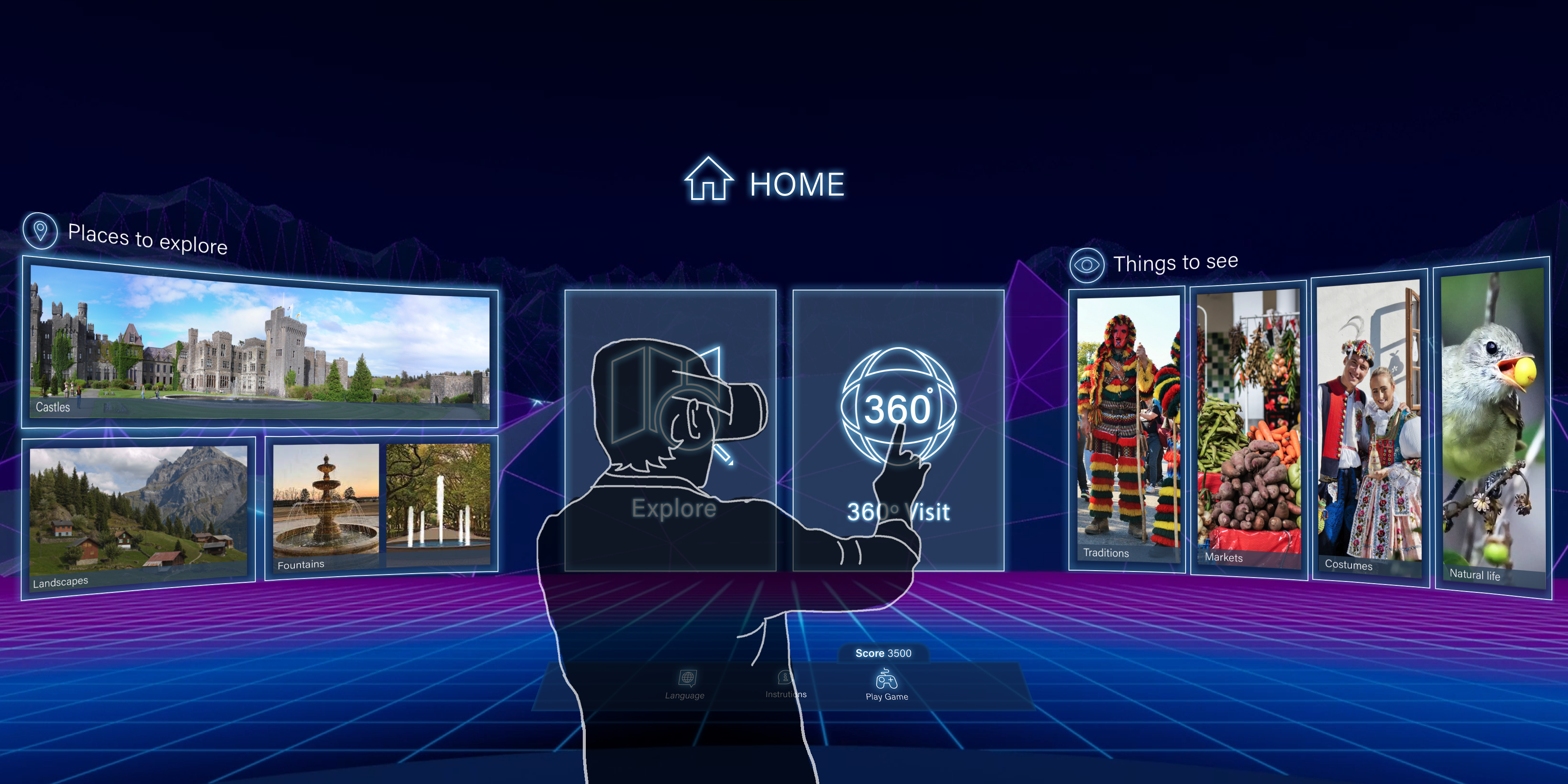 home vr app with menus