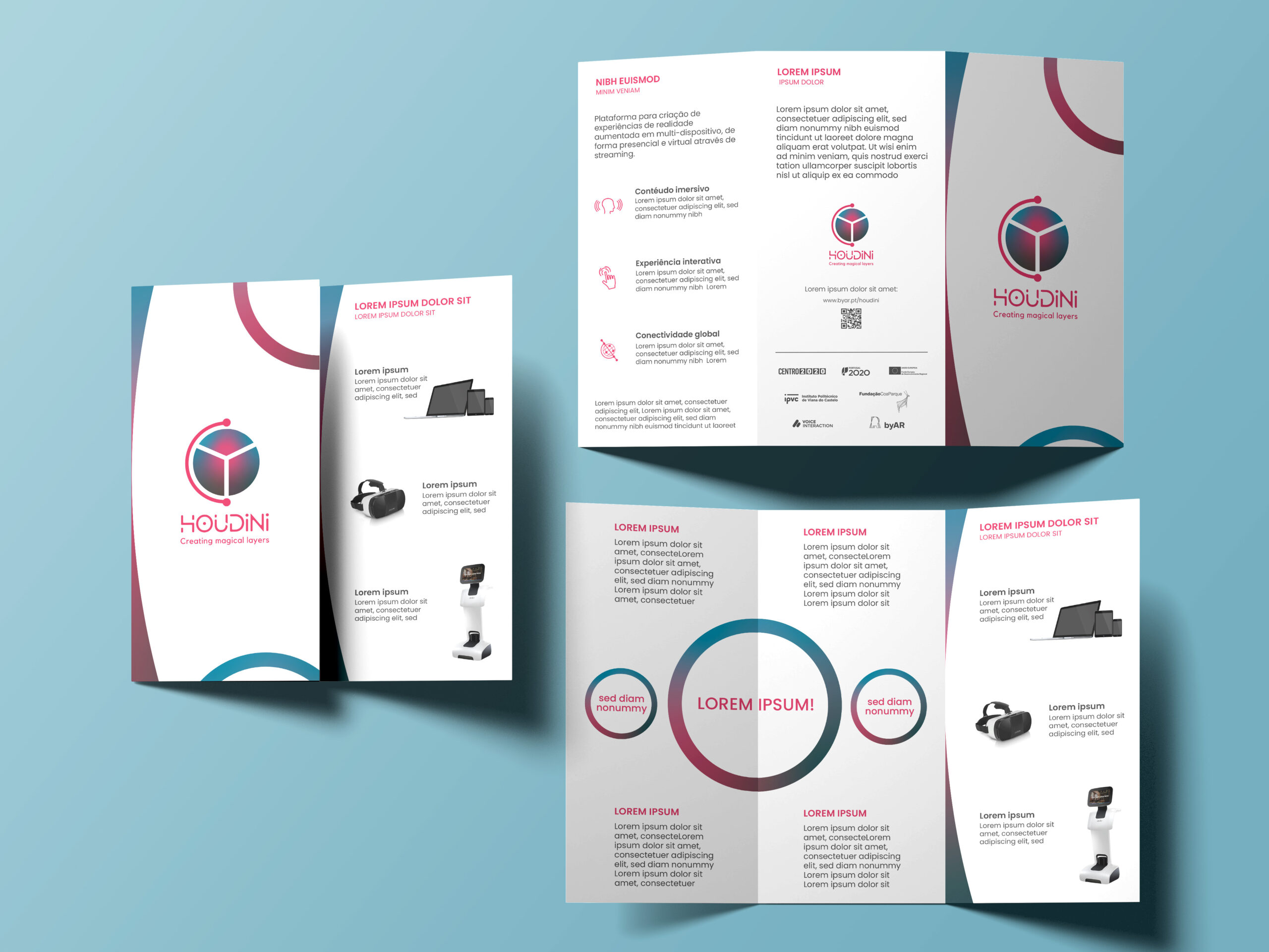 flyer with elements from houdini logo colorful